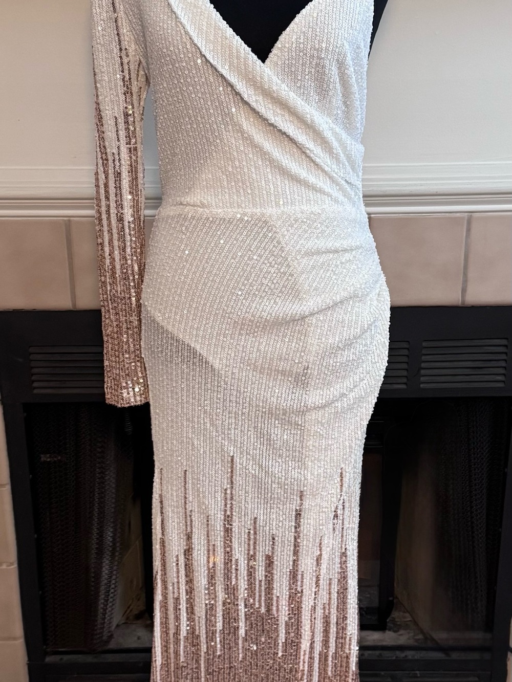 New Fashion Nova White and Rose Gold Formal Dress